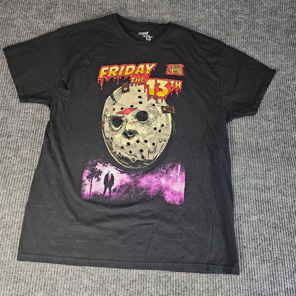 Friday The 13th Jason Voorhees Shirt Mens XL Black Horror Graphic Movie Tee